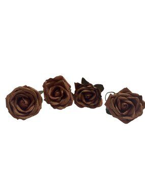 Artificial Mauve Brown Decorative Roses Pack Of 4 Used as Napkin Rings